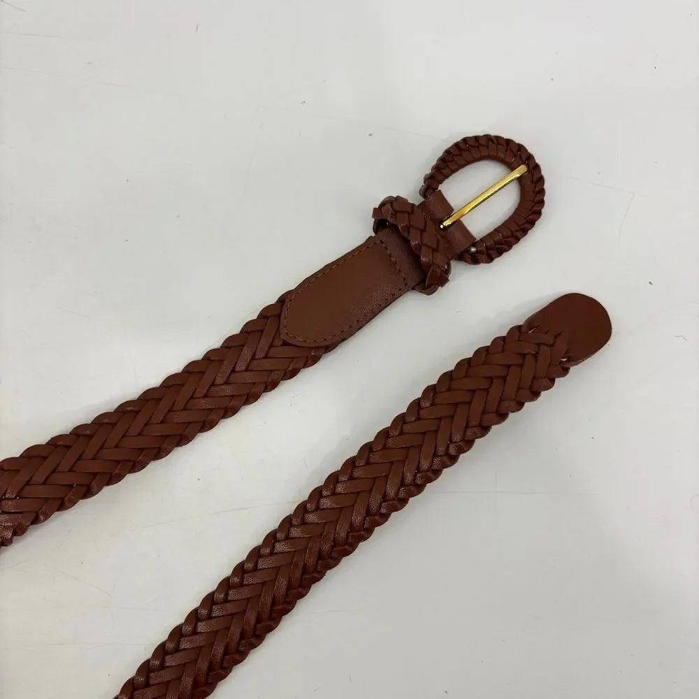 Milor Belt Womens Sz Small Medium Brown Braided Weaved